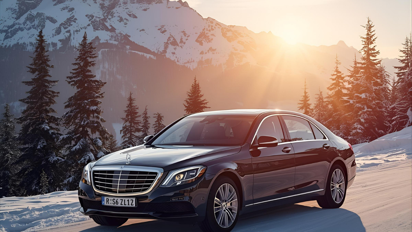 Berline mercedes en montagne